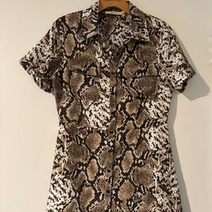 Snake print, midi collared dress
